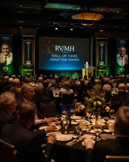 Ingram Hall filled with guests at round tables during the RV/MH Hall of Fame Induction Dinner