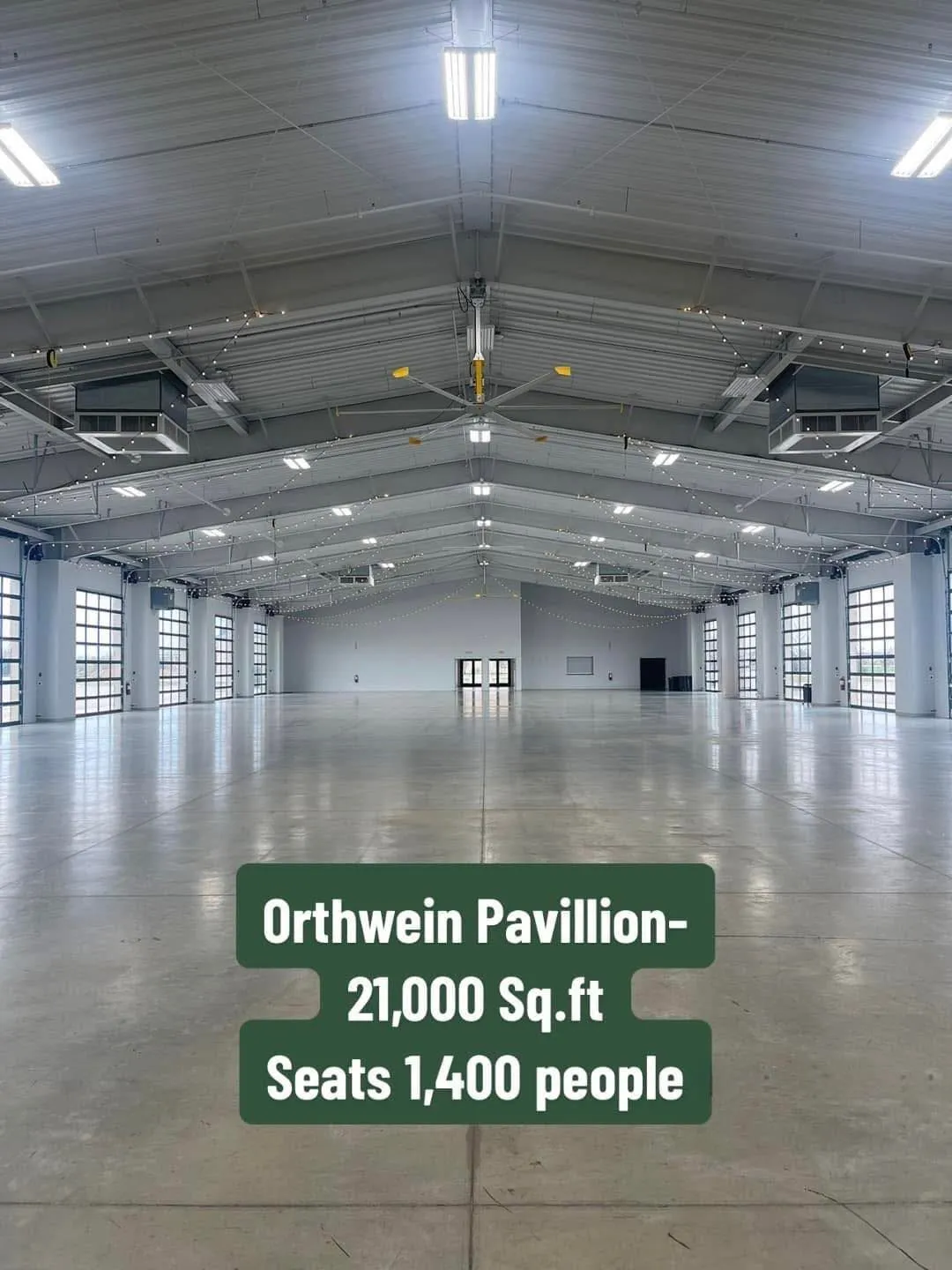 Empty interior of the 21,000 sq ft Orthwein Pavilion