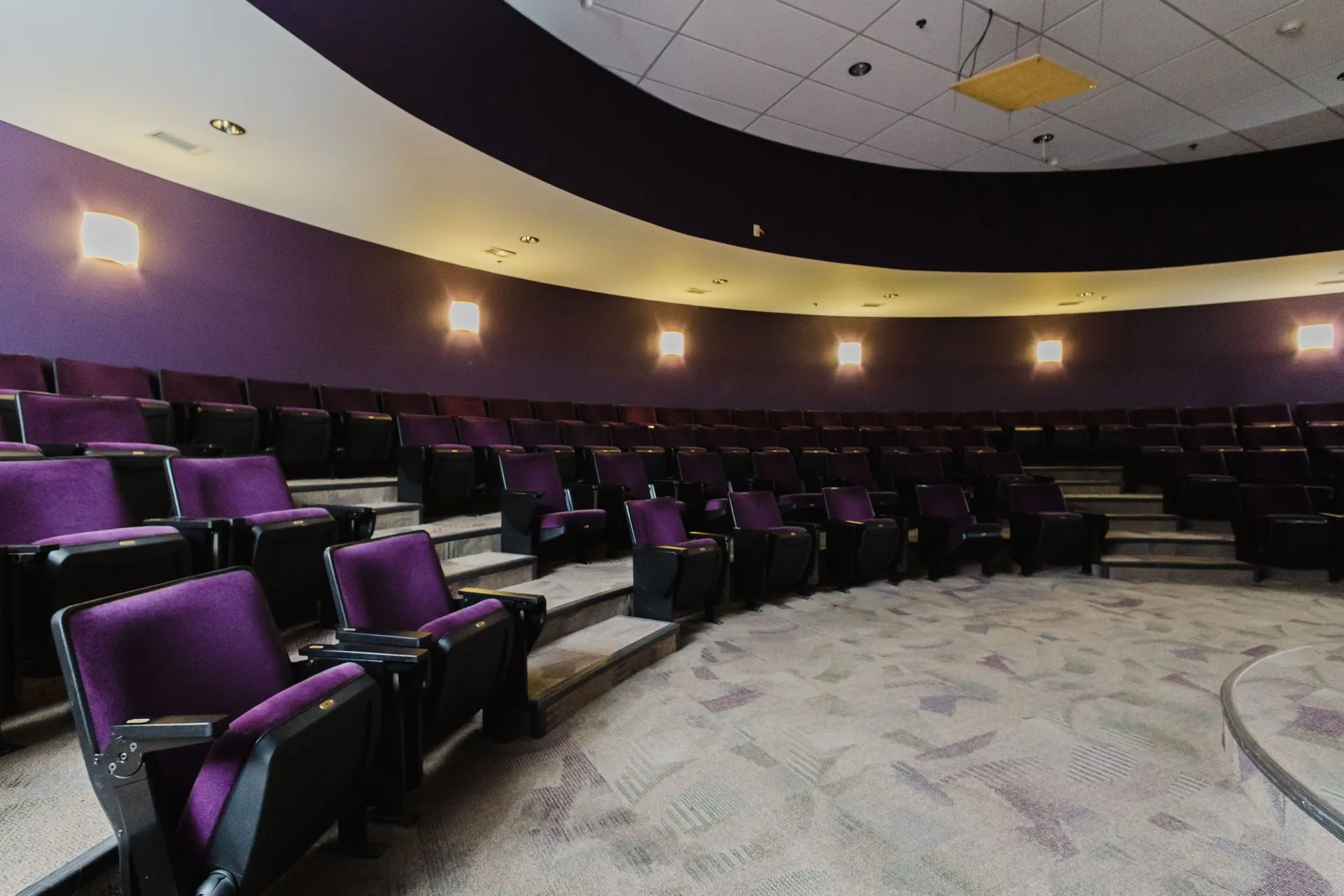 Younkin Theatre with tiered seating facing the stage